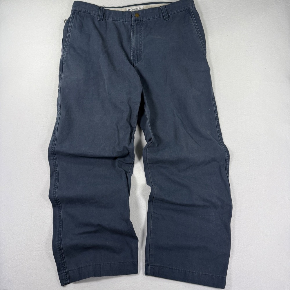 Columbia Granite Cloth Utility Pants Mens 35x28 Navy Blue Canvas AM8142